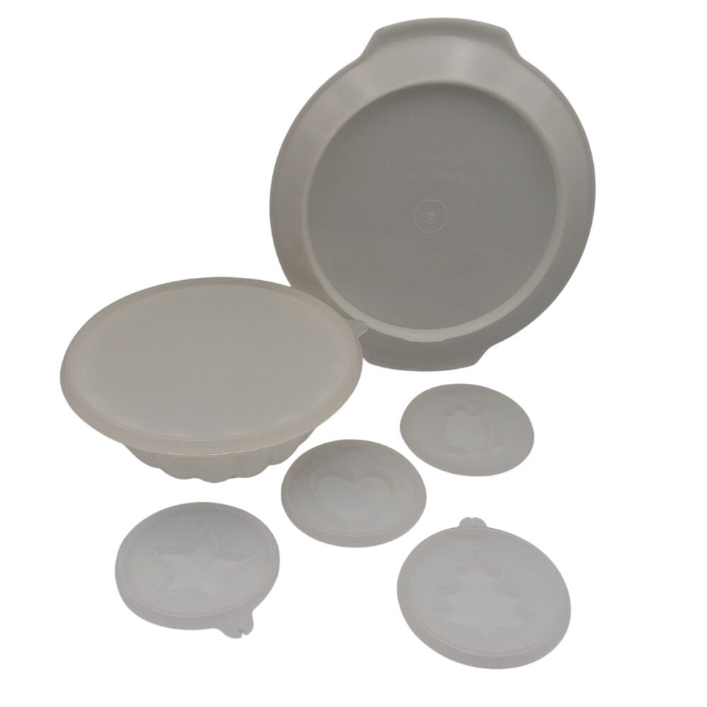 Vintage Tupperware Jel-Ring Mold Set with Holiday Inserts & Dome Lid‎ 8 Piece